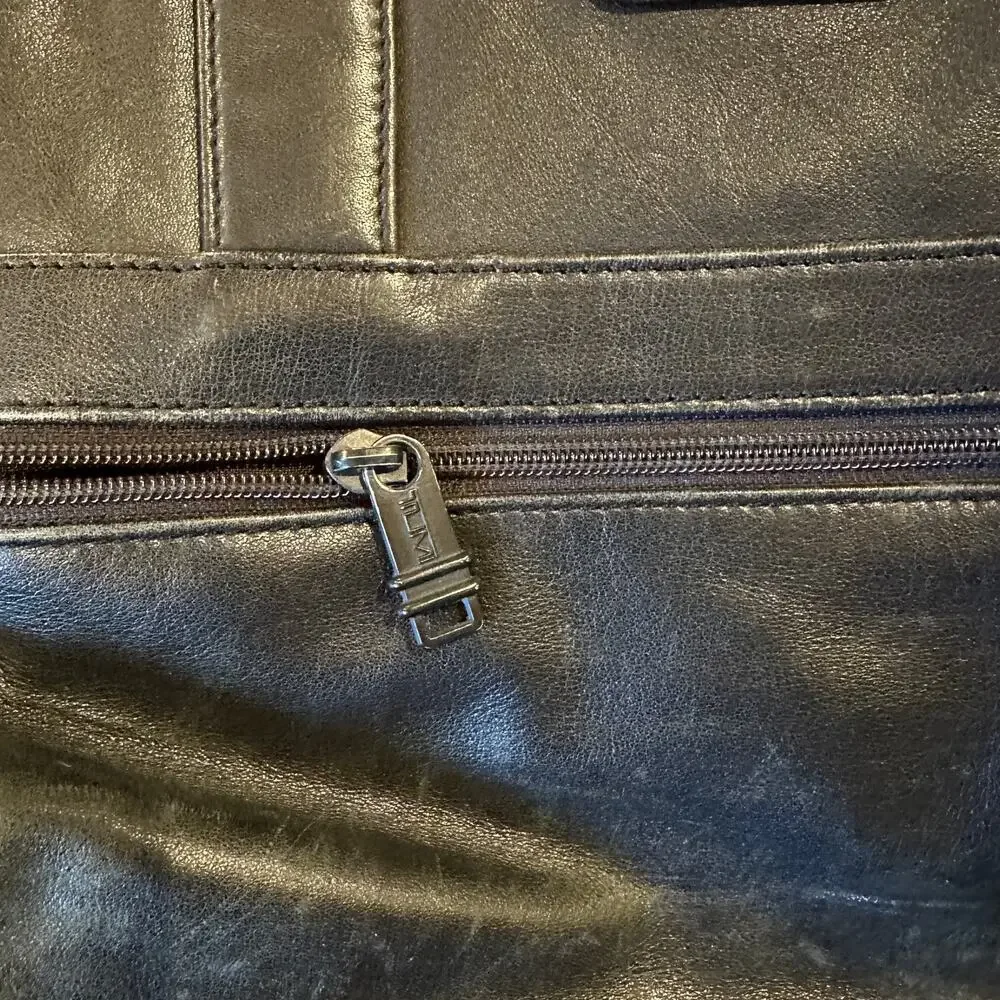 TUMI Genuine Leather Black Laptop Briefcase 17
